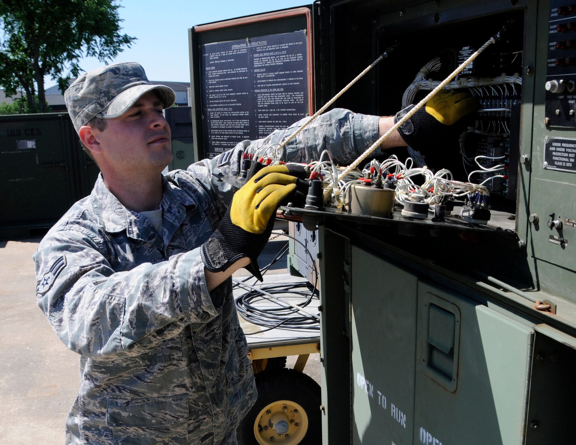 Airman 1st Class David Swearingen, an electrical power production specialist with the 188th Civil Engineer Squadron, was selected as The Flying Razorback spotlight for June 2013. (U.S. Air National Guard photo by Senior Airman Hannah Landeros/188th Fighter Wing Public Affairs)