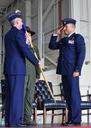 Lt. Col. John Aalborg, the new 6th Special Operations Squadron commander, salutes Brig. Gen. Jon Weeks, commander of the Air Force Special Operations Air Warfare Center, during the unit’s change of command ceremony May 31, 2013 at Duke Field, Fla.  Aalborg’s active-duty squadron recently moved to Duke from Hurlburt Field and reports to AFSOAWC as it conducts aviation foreign internal defense and combat aviation advisor missions.  (U.S. Air Force photo/Dan Neely)