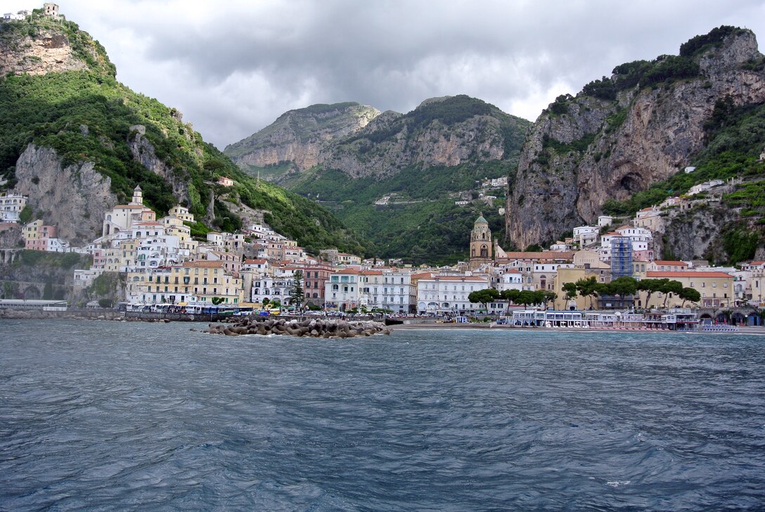 The stretch of coastline known as the Amalfi coast is located on the Sorrentine Peninsula in the Province of Salerno in southern Italy. The gorgeous coastline and the towns on its shores have inspired writers, film producers and photographers for years. The Amalfi coast is known for its Mediterranean climate, which features warm summers and mild winters. (U.S. Air Force photo/Senior Airman Michael Battles)