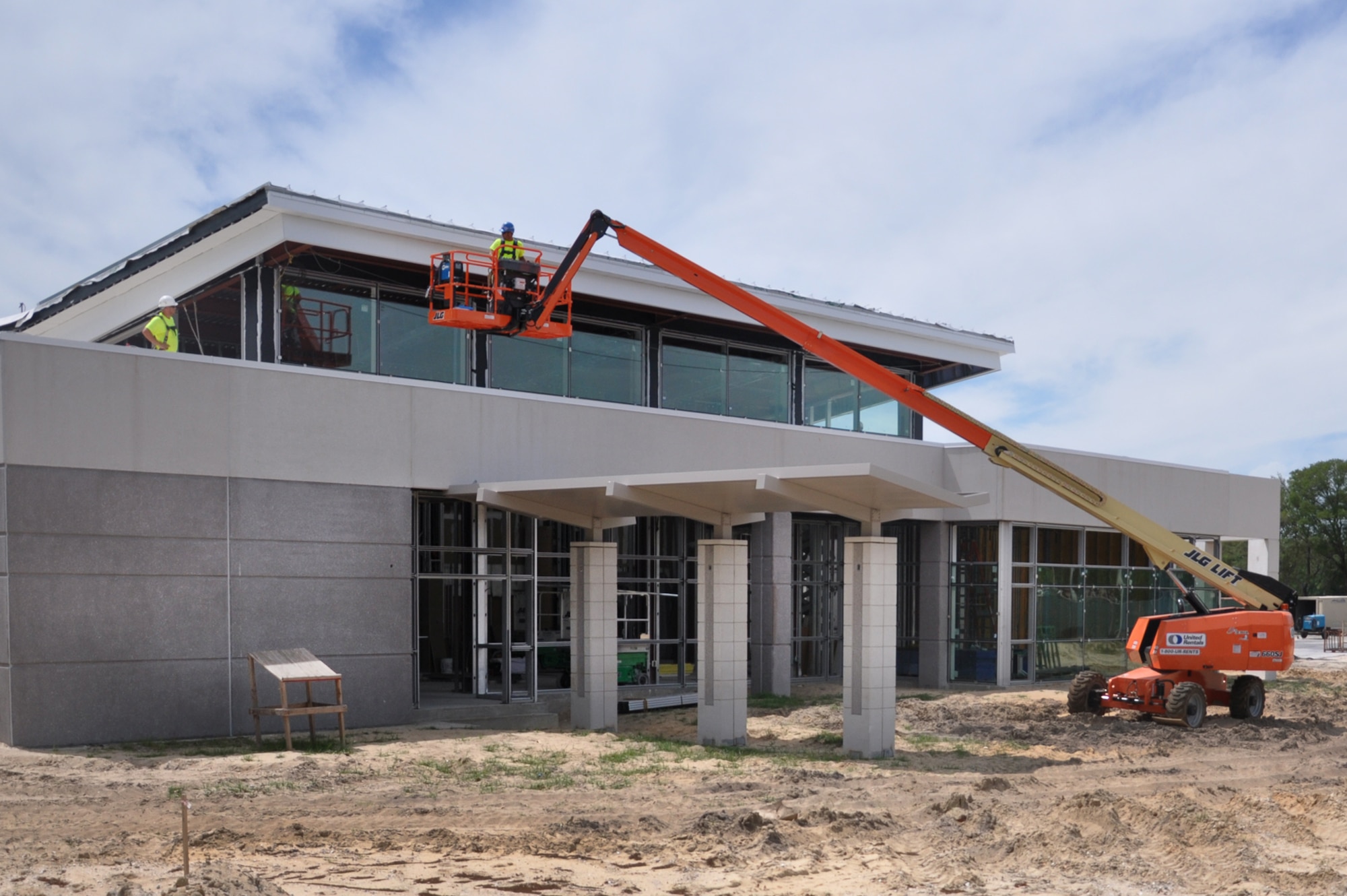 Construction teams get the new 96th Aerospace Medicine Squadron annex building ready for scheduled completion in September 2013. The contemporary, state-of-the-art facility will house flight medicine, inpatient records and public health. It has been Leadership in Energy and Environmental Design (LEED) certified by the U.S Green Building Council. (U.S Air Force Photo/Master Sgt. Crystal Turner)