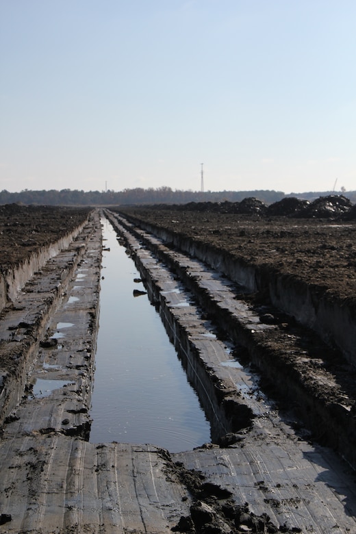 A ditch that has been dug at Clouter Creek to allow for more water to drain.