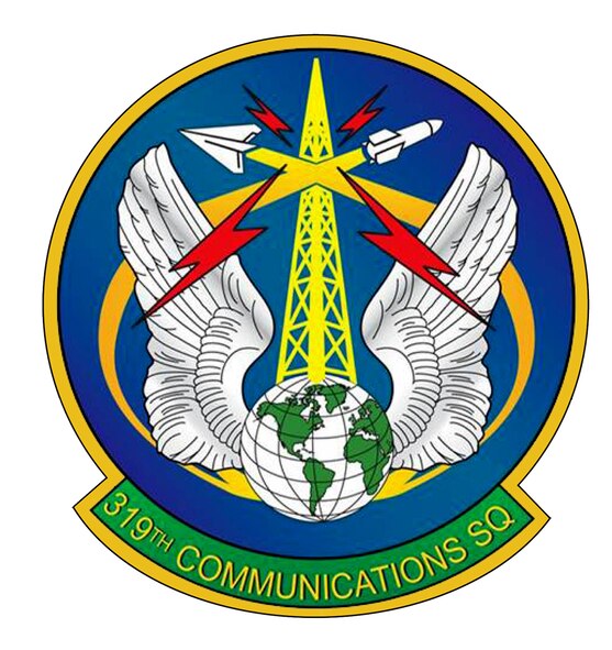 319th Commuication Squadron shield (Color).In accordance with Chapter 3 of AFI 84-105, commercial reproduction of this emblem is NOT permitted without the permission of the proponent organizational/unit commander. The image set @ 150 dpi. (U.S. Air Force graphic reformated/Staff Sgt. Luis Loza Gutierrez)