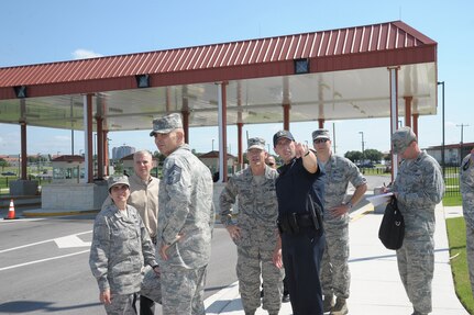 Air Force Brig. Gen. Robert D. LaBrutta, Joint Base San Antonio and 502nd Air Base Wing commander, tours the Secured Entry Gates June 3, at JBSA-Fort Sam Houston.  LaBrutta will visit the three primary JBSA locations this week.  He took command during a ceremony May 29. (U.S. Air Force photo by Joel Martinez/Released)