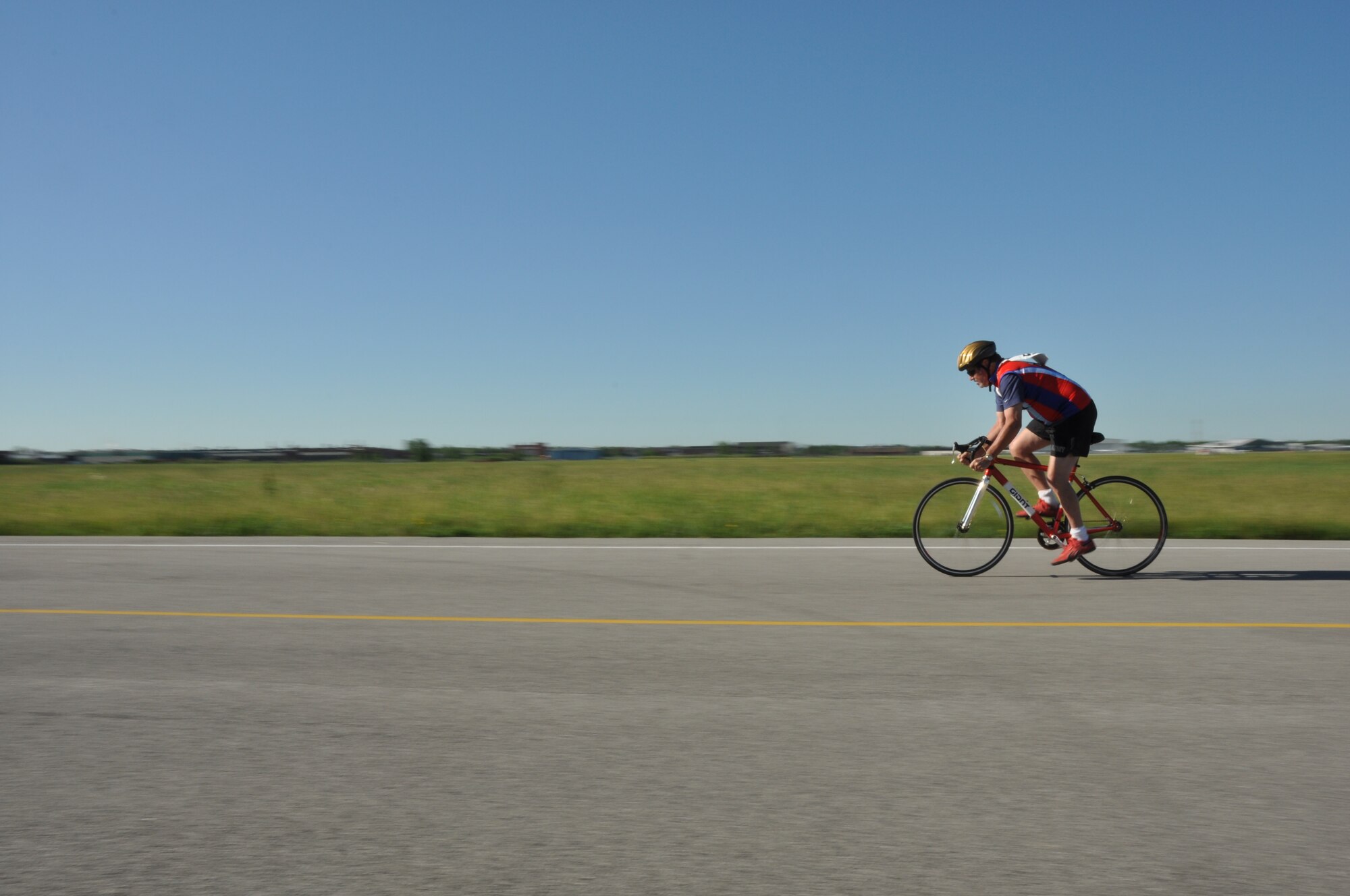 A U.S. Military veteran competes in one of several bicycle races held during the 27th Annual Golden Age Games held at the Niagara Falls Air Reserve Station, June 4 2013. The Games are open to all U.S. military Veterans age 55 or older who are currently receiving care at a VA medical facility.
The City of Buffalo and the local VA Medical Center won the nomination to hold the games this year and because of the relationship between the Niagara Falls Air Reserve Station and the local VA, the base was able to support these games. (U.S. Air Force photo by Staff Sgt. Stephanie Clark)
