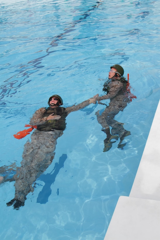 Marines receive Advanced Water survival training aboard station