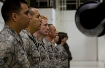 MINOT AIR FORCE BASE, N.D. – Airmen assigned to the 5th Maintenance Group stand in flight formation during the 5th Maintenance Operations Squadron inactivation ceremony, May 31. The squadron was comprised of three flights which included the Programs and Resource Flight, Maintenance Training Flight, and the Maintenance Operations Flight. The squadron was in charge of the administrative oversight of more than 120 Airmen. (U.S. Air Force photos/Senior Airman Brittany Y. Auld)