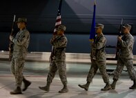MINOT AIR FORCE BASE, N.D. – Team Minot’s Honor Guard performs during the 5th Maintenance Operations Squadron inactivation ceremony, May 31. Members of these flights will now be directly responsible to the 5th Maintenance Group for the administration, analysis, training management, and programs and resources necessary to support the group production effort. All functions within the flights are expected to remain the same. (U.S. Air Force photos/Senior Airman Brittany Y. Auld)