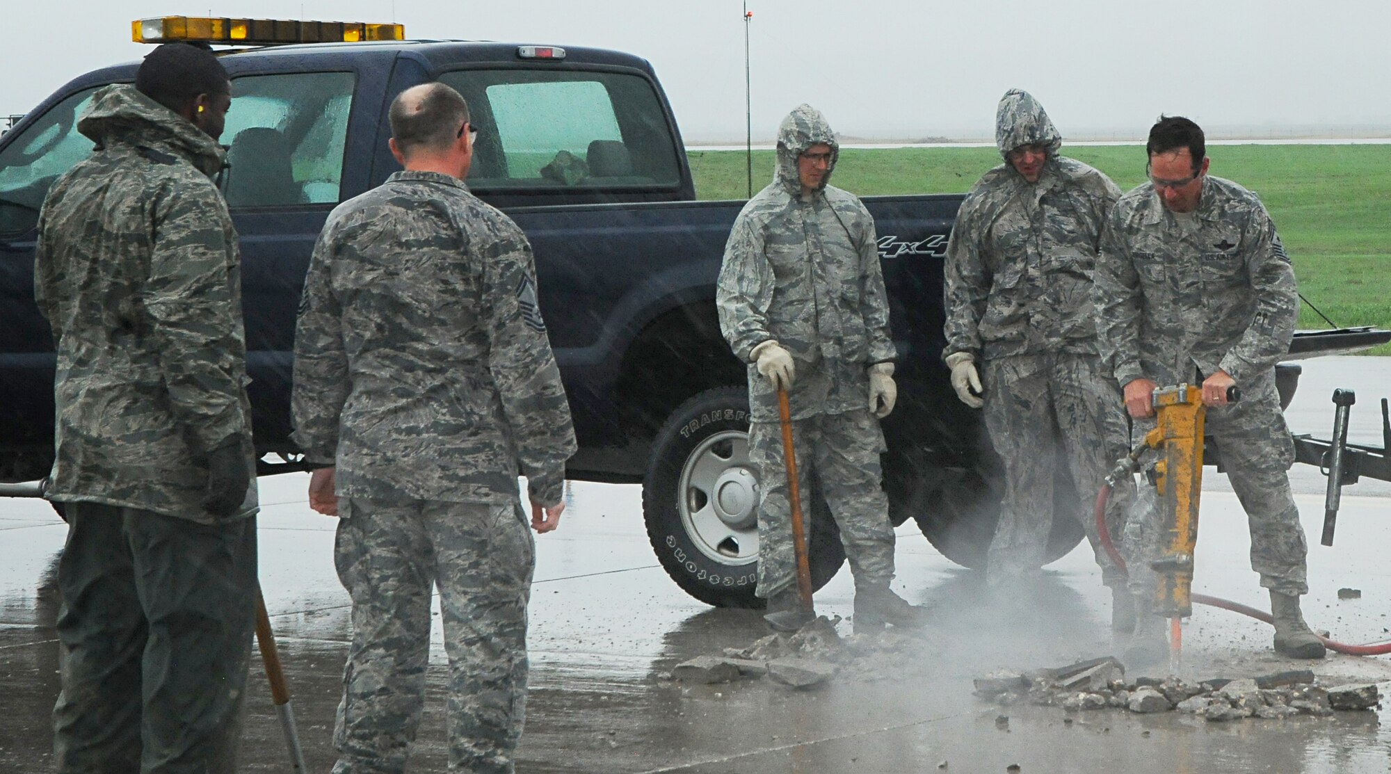 MINOT AIR FORCE BASE, N.D. -- The 5th Civil Engineer Squadron’s Pavements and Equipment shop, aka Dirt Boyz, consists of 80 military and civilian personnel.   They support both the 5th Bomb Wing and 91st Missile Wing’s missions by performing maintenance on 15 missile alert facilities, 150 launch facilities, 840 acres of airfield, 48 miles of perimeter fence and 76 miles of base roads. (Photo courtesy of the Command Chief’s Office)  