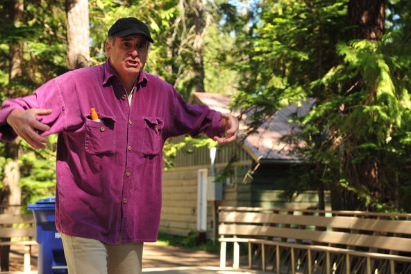 David Couch, a member of the Spokane Storytelling League, tells a story about a ‘bully lion’ to Michael Anderson Elementary School students May 31, 2013, at YMCA Camp Reed. The Spokane Storytelling League has been a part of Spokane since 1939. (U.S. Air Force photo by Senior Airman Earlandez Young/Released)  