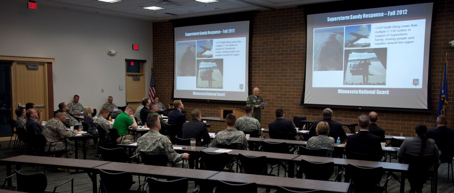 The 133rd Airlift Wing hosts the quarterly Congressional Staff Breakfast in St. Paul, Minn., Jun. 5, 2013.  The event informs members of the congressional staff on the Minnesota National Guard’s capabilities. 
(U.S. Air National Guard photo by Tech. Sgt Amy M. Lovgren/Released)
