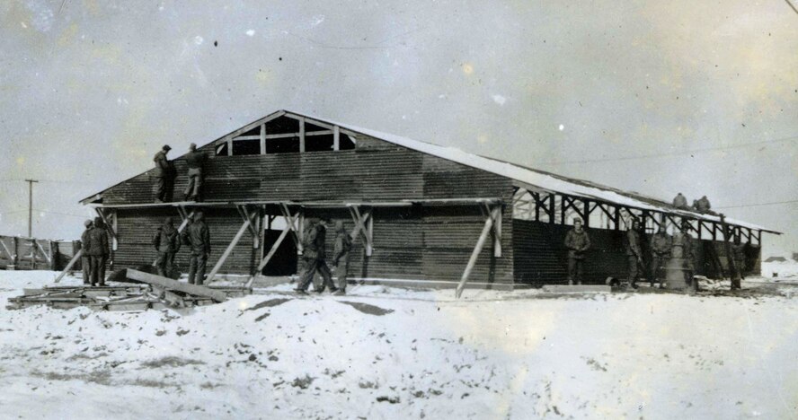 Construction workers build the frame of Bldg. 882, the old base operations hub, at Osan Air Base, Republic of Korea, in late 1952. Having been completed in January 1953, the building, which was demolished June 3, 2013, was one of the oldest buildings on base. (Courtesy Photo)