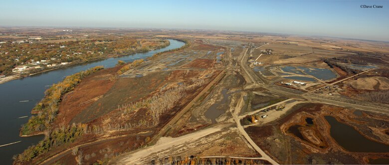 An aerial panoramic view of the L-575/Iowa Highway 2 setback.