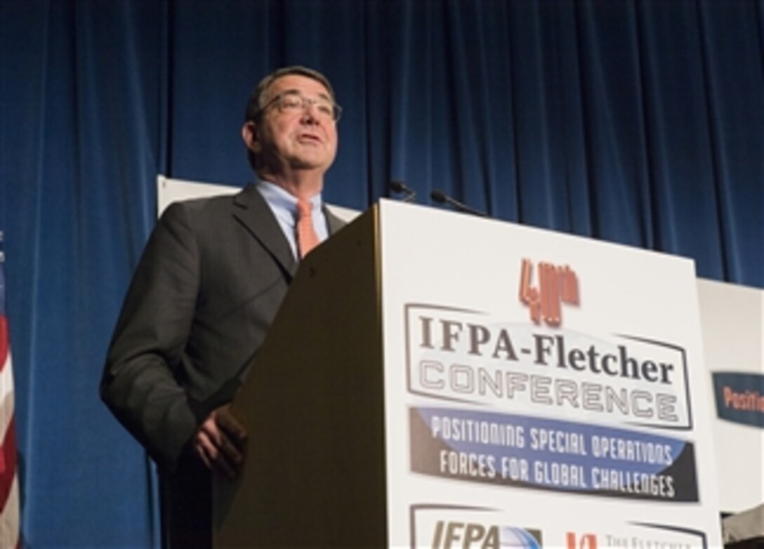 Deputy Secretary of Defense Ashton B. Carter delivers the keynote address at the Institute for Foreign Policy Analysis conference at the Ronald Reagan Building in Washington, D.C., on June 5, 2013.  The 40th IFPA-Fletcher conference focused on Positioning Special Operations Forces for Global Challenges in the 21st century.  