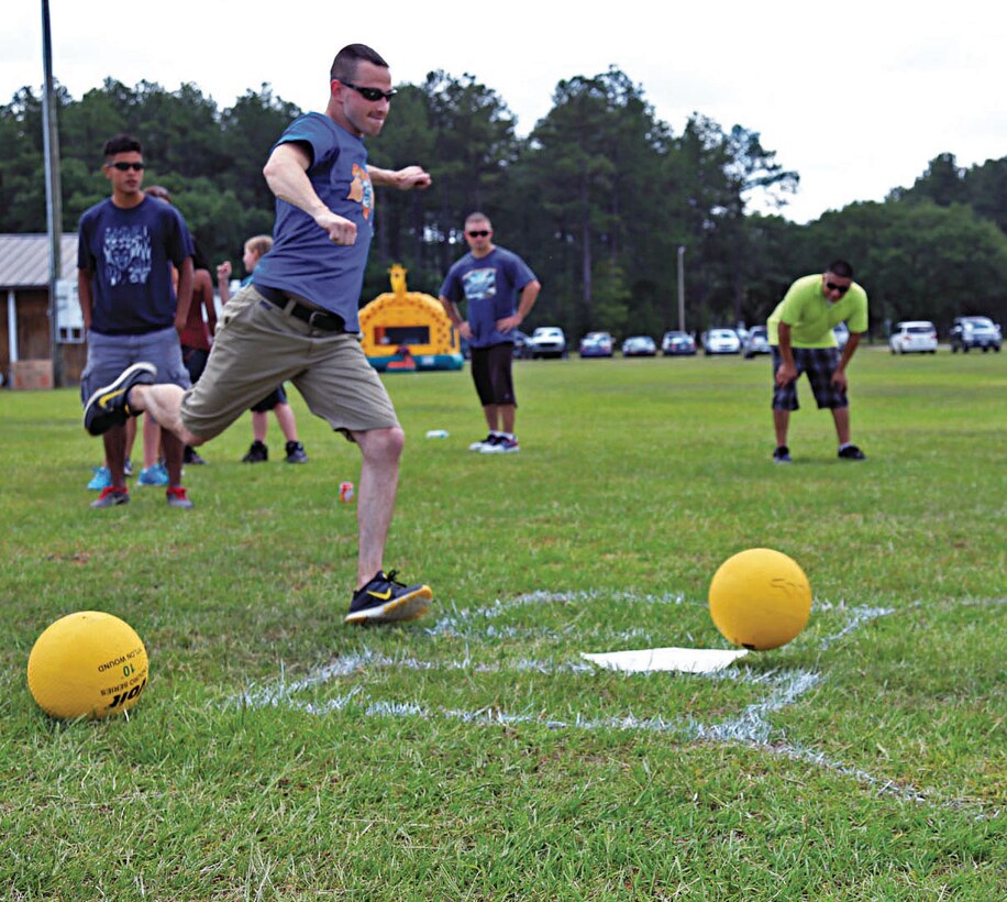 Kickball, Marines, Sailors, Civilian-Marines, Marine Corps Logistics Command, Family Fun Day, Covella Pond