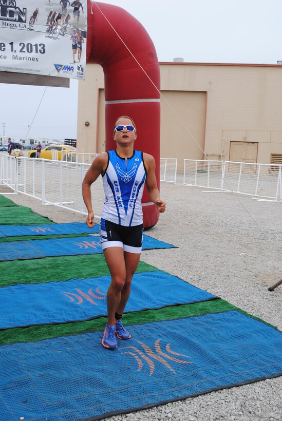 Air Force Lt. Samantha Morrison, who graduated from the U.S. Academy just three days before the June 1 Armed Forces Triathlon, finished in 2:07:39, taking gold for the women's group. 
