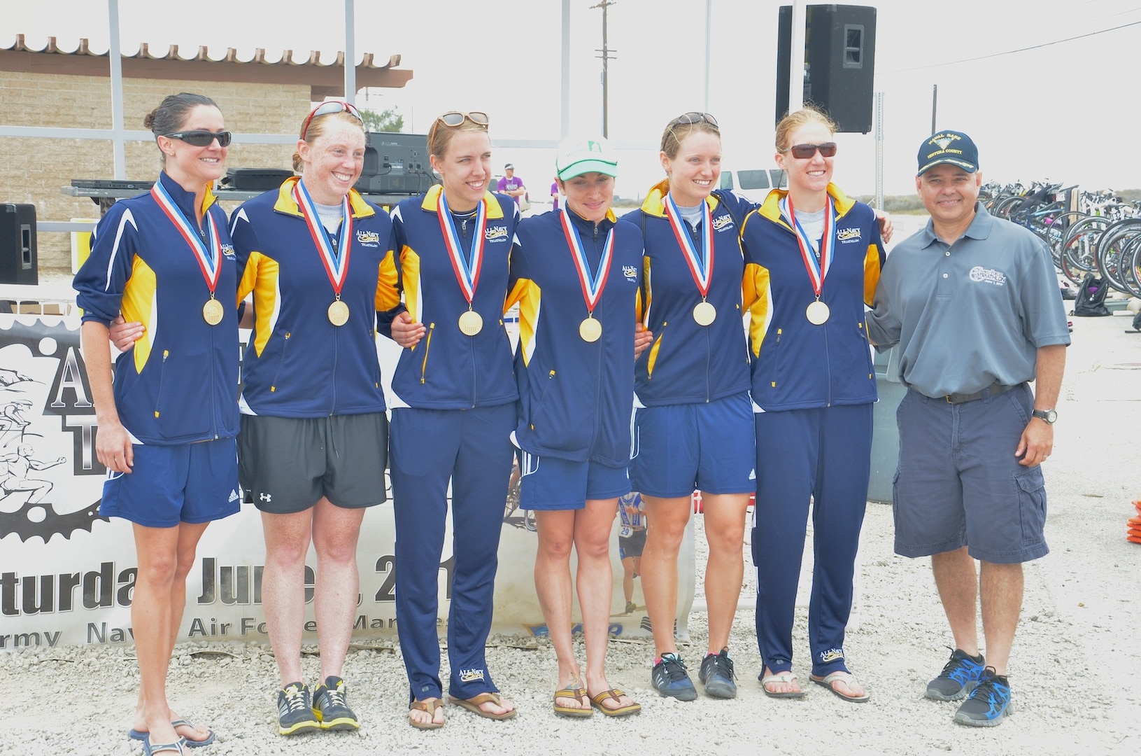 Winners of the 2013 Armed Forces Womens Triathlon Championship.  US Navy.