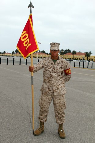 Lance Cpl. Anthony F. Miranda graduates from recruit training today, along with other memebrs of Company A, 1st Recruit Training Battalion. Miranda, who was a Platoon Guide during recruit training earned the designation Company Honorman and meritorious promotion to Lance Corporal. 
