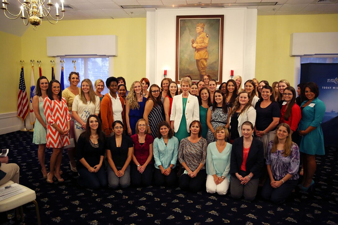 First Lady of the Marine Corps, Bonnie Amos visited Marine Forces Special Operations Command's (MARSOC) spouses at the Camp Lejeune Officers Club June 4. Amos spent time having conversations with the spouses and was on hand to help kick off the mentorship program. "The spouses of MARSOC can build friendships and a sense of community as mentors. It's how we get through the good times, and the not so good times," Amos said.