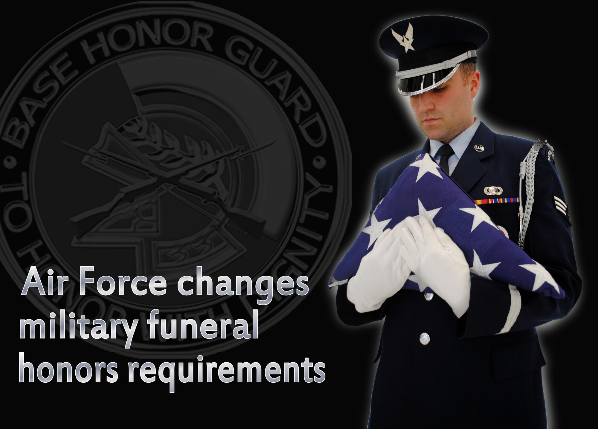 Due to the impact sequestration has on resources, Air Force Services is adjusting requirements for military funeral honors of retirees.  Air Force policy will revert to requiring a minimum of two personnel for retiree MFH details, consistent with statute and Department of Defense policy. (U.S. Air Force photo illustration/Staff Sgt. Luis Loza Gutierrez)