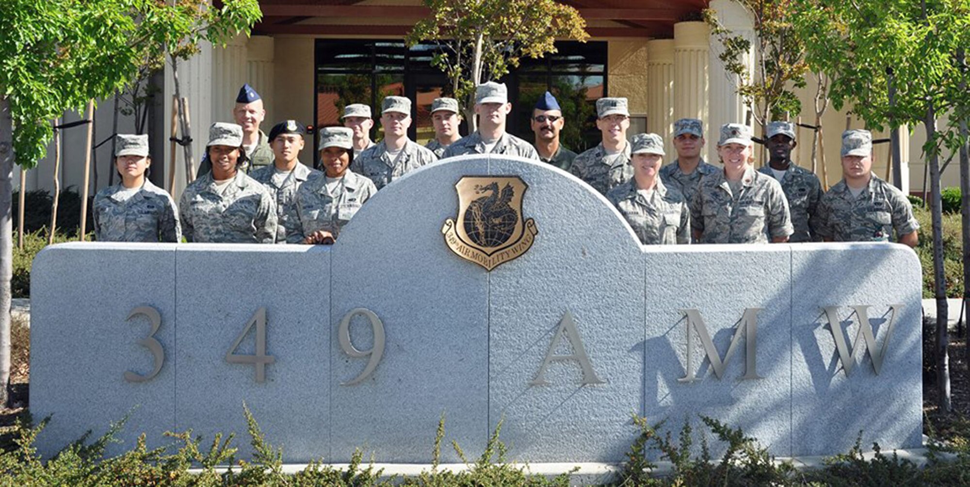 TRAVIS AIR FORCE BASE, Calif. -- The 349th Air Mobility Wing welcomed 16 new Citizen Airmen on the June A-Flight drill weekend. The 349th Air Mobility Wing, Travis Air Force Base, Calif., is the largest associate wing in the United States Air Force Reserve. (U.S. Air Force photo / Lt Col. Robert Couse-Baker)