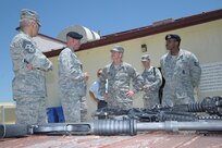 U.S. Air Force Brig. Gen. Robert D. LaBrutta, 502nd Air Base Wing and Joint Base San Antonio commander, tours the Combat Arms Range June 5, at JBSA-Randolph. LaBrutta will visit the three primary JBSA locations this week.  He took command during a ceremony May 29. (U.S. Air Force photo by Joel Martinez/Released) 