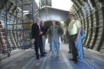 Air Force Brig. Gen. Robert D. LaBrutta, Joint Base San Antonio and 502nd Air Base Wing commander, tours the Trainer Development Squadron June 5, at JBSA-Randolph.  LaBrutta will visit the three primary JBSA locations this week.  He took command during a ceremony May 29. (U.S. Air Force photo by Joel Martinez/Released)