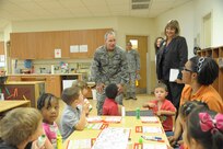 Air Force Brig. Gen. Robert D. LaBrutta, Joint Base San Antonio and 502nd Air Base Wing commander, tours the Child Development Center June 5, at JBSA-Randolph.  LaBrutta will visit the three primary JBSA locations this week.  He took command during a ceremony May 29. (U.S. Air Force photo by Joel Martinez/Released)