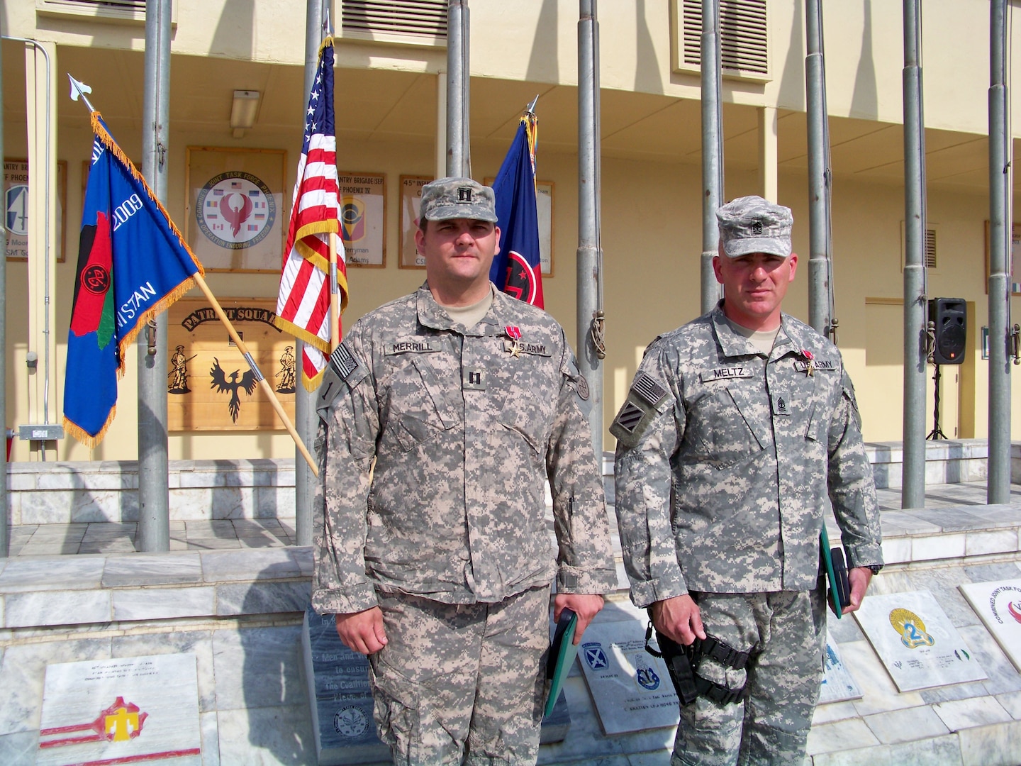 New York National Guardmembers Capt. Joseph Merrill and 1st Sgt. James Meltz earned Bronze Star Medals with Valor Nov. 11 for "direct actions that lead to the repulsion of enemy forces without the injury or death to U.S. forces."
