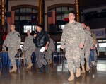 Illinois Army National Guard Soldiers rehearse a skit from the movie "Stripes" with Bill Murray before the 2008 Salute to our Troops USO of Illinois Gala Nov. 15 in Chicago.