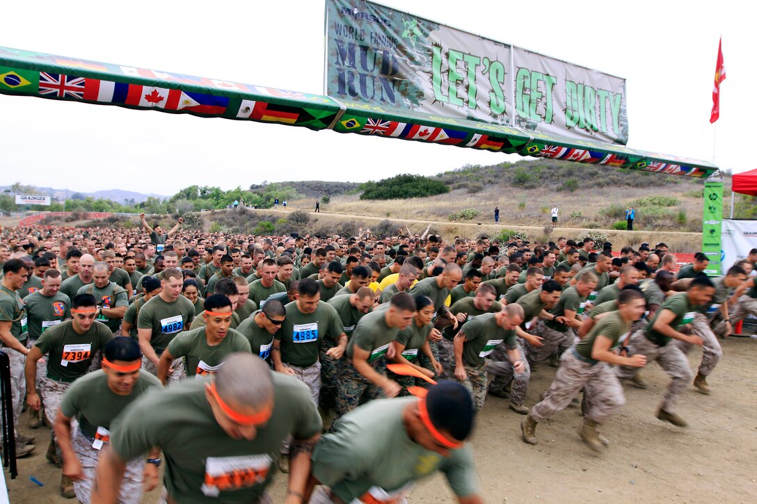 More than 600 Marines and sailors ran the 20th annual World Famous Mud Run as a part of the Commanding General’s Cup here June 7.