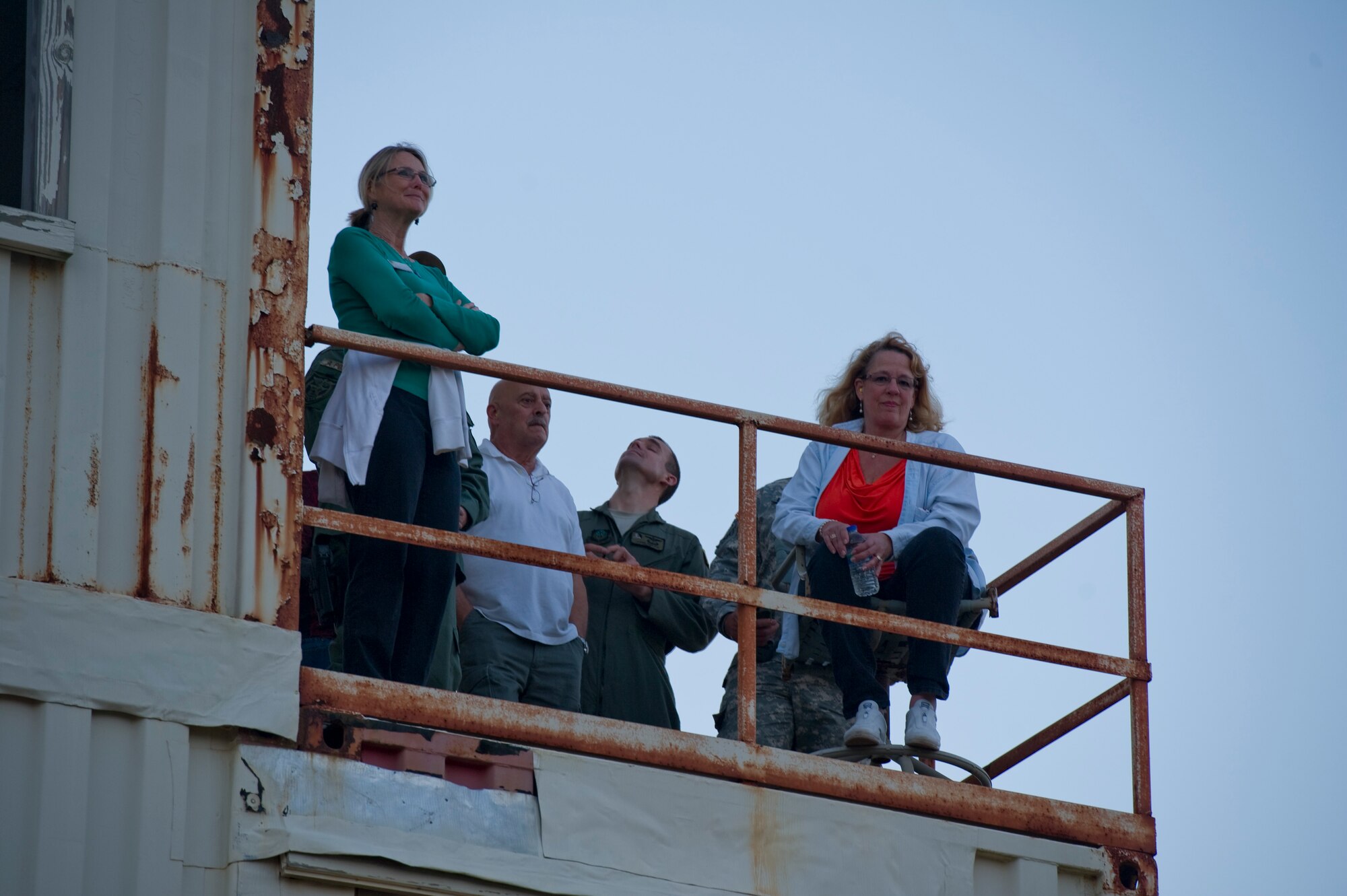 Honorary commanders watch a C-130U Spooky gunship provide air support for Marines on the ground during a training excercise on Eglin Range, Eglin Air Force Base, Fla., May 21, 2013. Honorary commanders are given the oportunity to peek behind the gate of Hurlburt Field and get a first hand look at our mission.
(U.S. Air Force Photo/ Staff Sgt. John Bainter)
