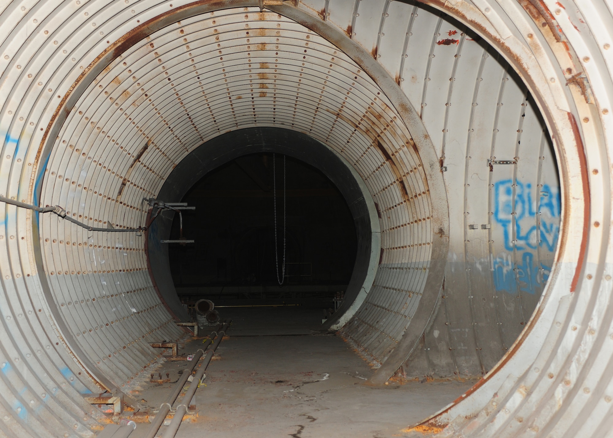 A photo of what used to be the 851st Strategic Missile Squadron, Titan 1 Intercontinental Ballistic Missile Complex 4C tunnels at Chico, Calif., May 23, 2013. Beale was once home to the 851st Strategic Missile Squadron and had three missile silo complexes, 851-A in Lincoln, 851-B in Sutter Buttes and 851-C in Chico, from Feb. 1, 1961-March 25, 1965. (U.S. Air Force photo by Senior Airman Allen Pollard/Released)