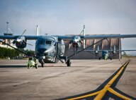 The Air Force Special Operations Command-owned C-145 Skytrucks are now the primary aircraft on the 919th Special Operations Wing flightline at Duke Field.  The aircraft is used in Aviation Foreign Internal Defense training, the new mission of the reserve wing.  The wing’s 5th Special Operations Squadron currently trains active-duty and reserve Airmen on the new mission.  The 711th Special Operations Squadron will be reserve operational AVFID squadron with its active-duty counterpart the 6th Special Operations Squadron.  (U.S. Air Force photo/Tech. Sgt. Samuel King Jr.)