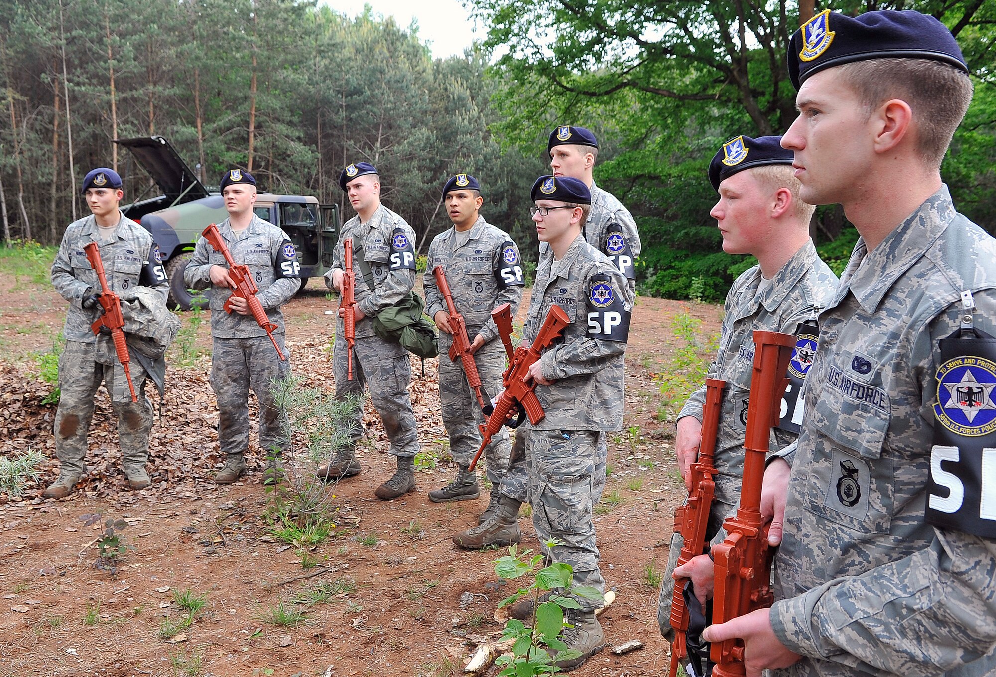 Members of the 569th U.S. Forces Police Squadron are debriefed after a training exercise, May 30, 2013, Ramstein Air Base, Germany. (U.S. Air Force photo/Airman 1st Class Trevor Rhynes)
