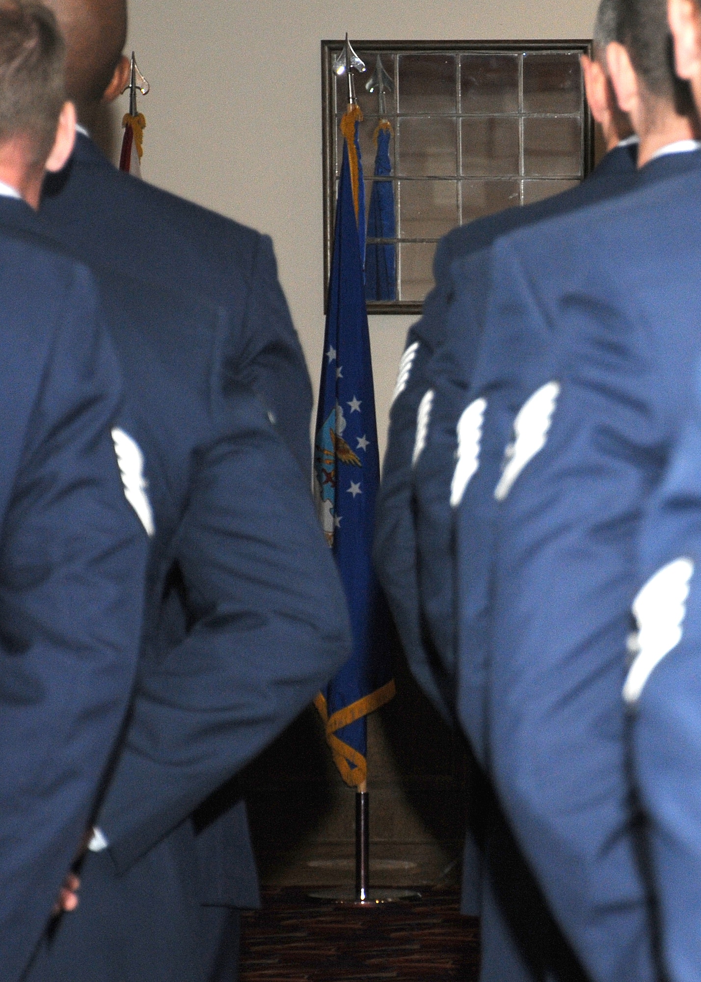 Service members from the 100th Maintenance Operations Squadron stand in formation during an inactivation ceremony June 3, 2013, at RAF Mildenhall, England. The last mission for the 100th MOS was to orchestrate the 100th Maintenance Group’s production effort and to coordinate wing resources in support of operations for KC-135 aircraft at home and abroad. (U.S. Air Force photo by Gina Randall/Released)