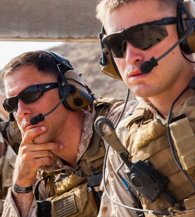 26th Marine Expeditionary Unit Maritime Raid Force Marines control close air support with a French Mirage 2000D jet fighter while conducting a joint terminal attack control training exercise at an observation post in Djibouti, Africa, May 30, 2013. The 26th MEU is a Marine Air-Ground Task Force forward-deployed to the U.S. 5th Fleet area of responsibility aboard the Kearsarge Amphibious Ready Group serving as a sea-based, expeditionary crisis response force capable of conducting amphibious operations across the full range of military operations. (U.S. Marine Corps photo by Sgt. Christopher Q. Stone, 26th MEU Combat Camera/Released)