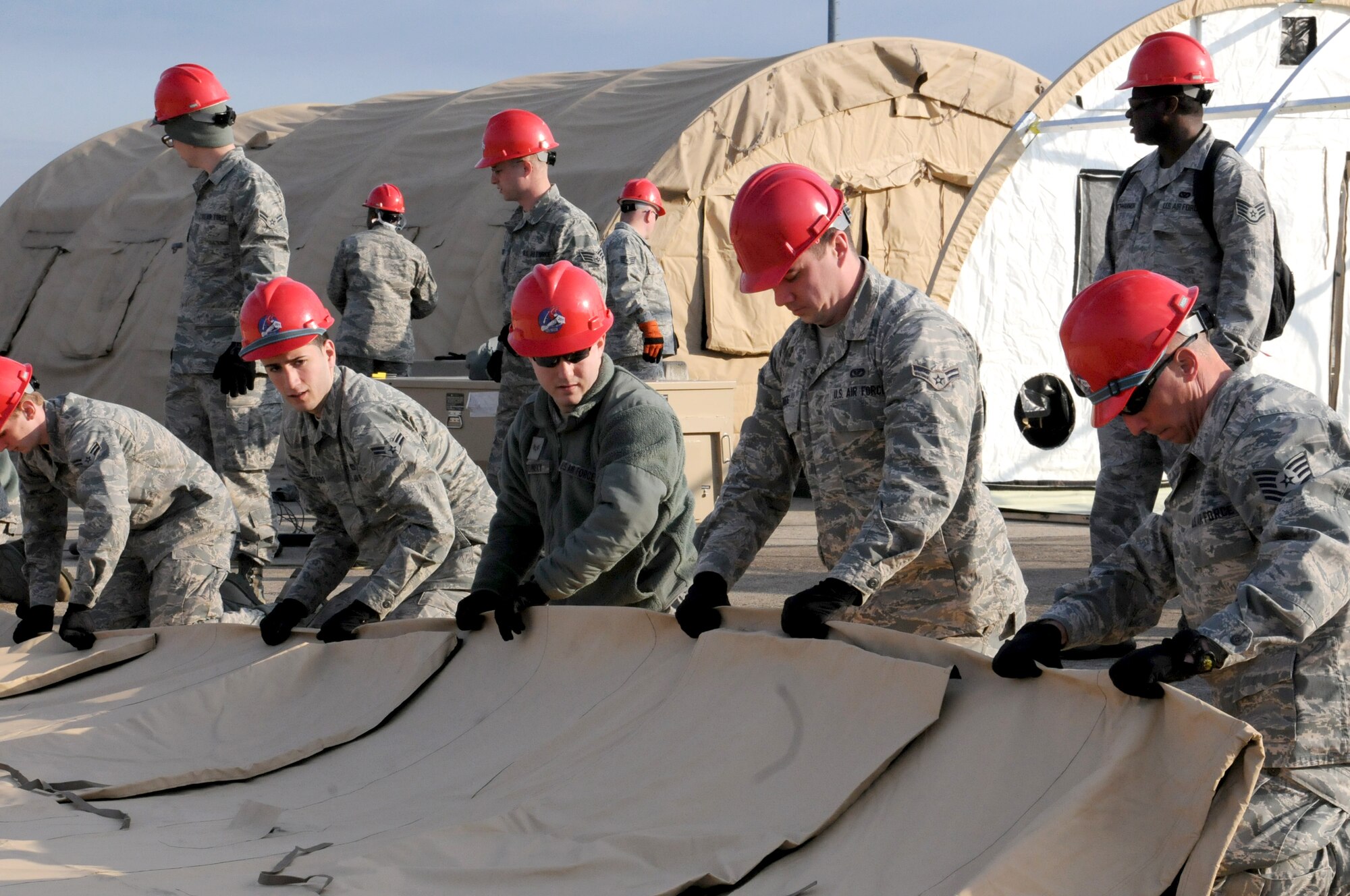 Nearly 200 members of the 201st RED HORSE, Detachment 1 participated in the operational readiness exercise held here in mid-March. During the four-day exercise, the unit brought in equipment and built all the necessary facilities to bed down and sustain the group.