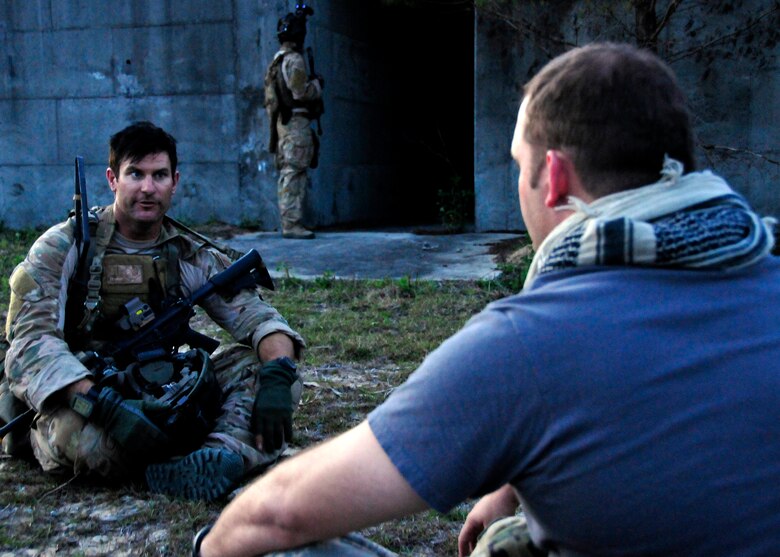 A 23rd Special Tactics Training Squadron student interrogates a role player in a counter-insurgency exercise on the Eglin Air Force Base range.   Students participated in the exercise that provided critical training in counter-insurgency tactics, land navigation and mission planning to potential Air Force combat controllers.  (U.S. Air Force photo/Tech. Sgt. Cheryl Foster)