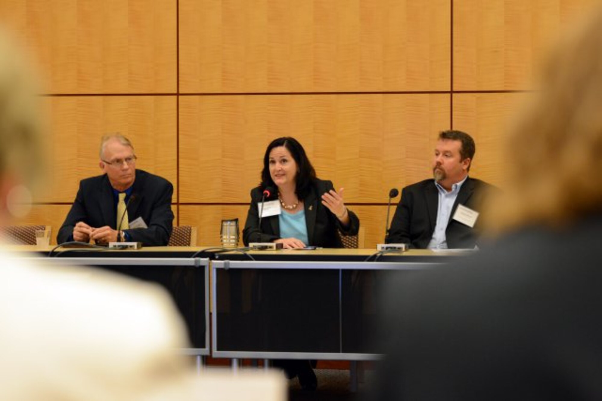 Katherine Hammack, the assistant secretary of the Army for Installations, Energy and Environment, takes part in a panel discussion in Washington, D.C., about the Army's Net Zero initiative that seeks to have pilot installations become net zero in water, energy, and/or waste by 2020. (U.S. Army photo by  Lisa Ferdinando/Released)