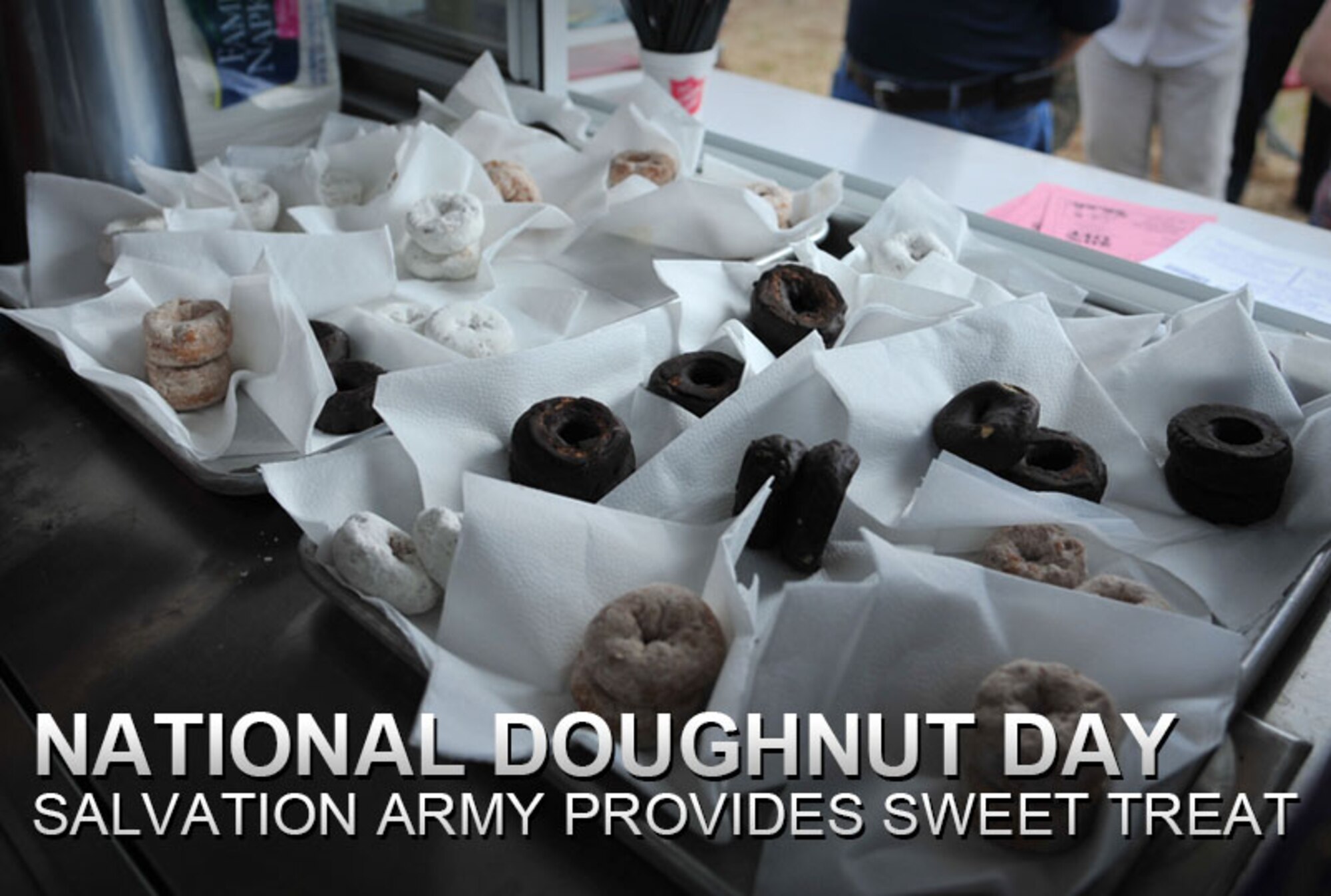 The Salvation Army provided dozens of free doughnuts to the men and women at Cannon Air Force Base, N.M., June 7, 2013. The event coincided with National Doughnut Day, which is recognized the first Friday of June each year. (U.S. Air Force photo/Senior Airman Alexxis Pons Abascal)  