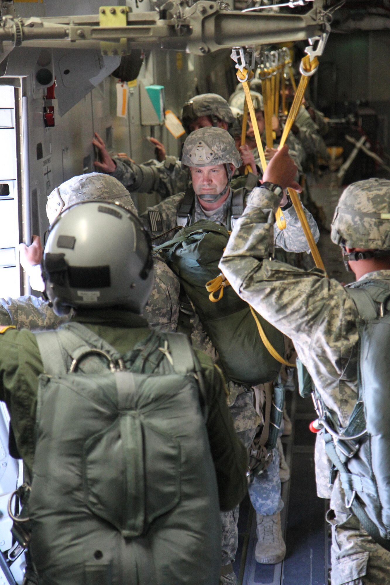 Col. Michael R. Fenzel, commander of the 3rd Brigade Combat Team, 82nd Airborne Division, waits for the command of “stand-by” prior to exiting a C17 Globemaster III during Joint Forces Exercise-Vulnerability on May 31, 2013. (Photo by: Sgt. 1st Class Allan Baros)
