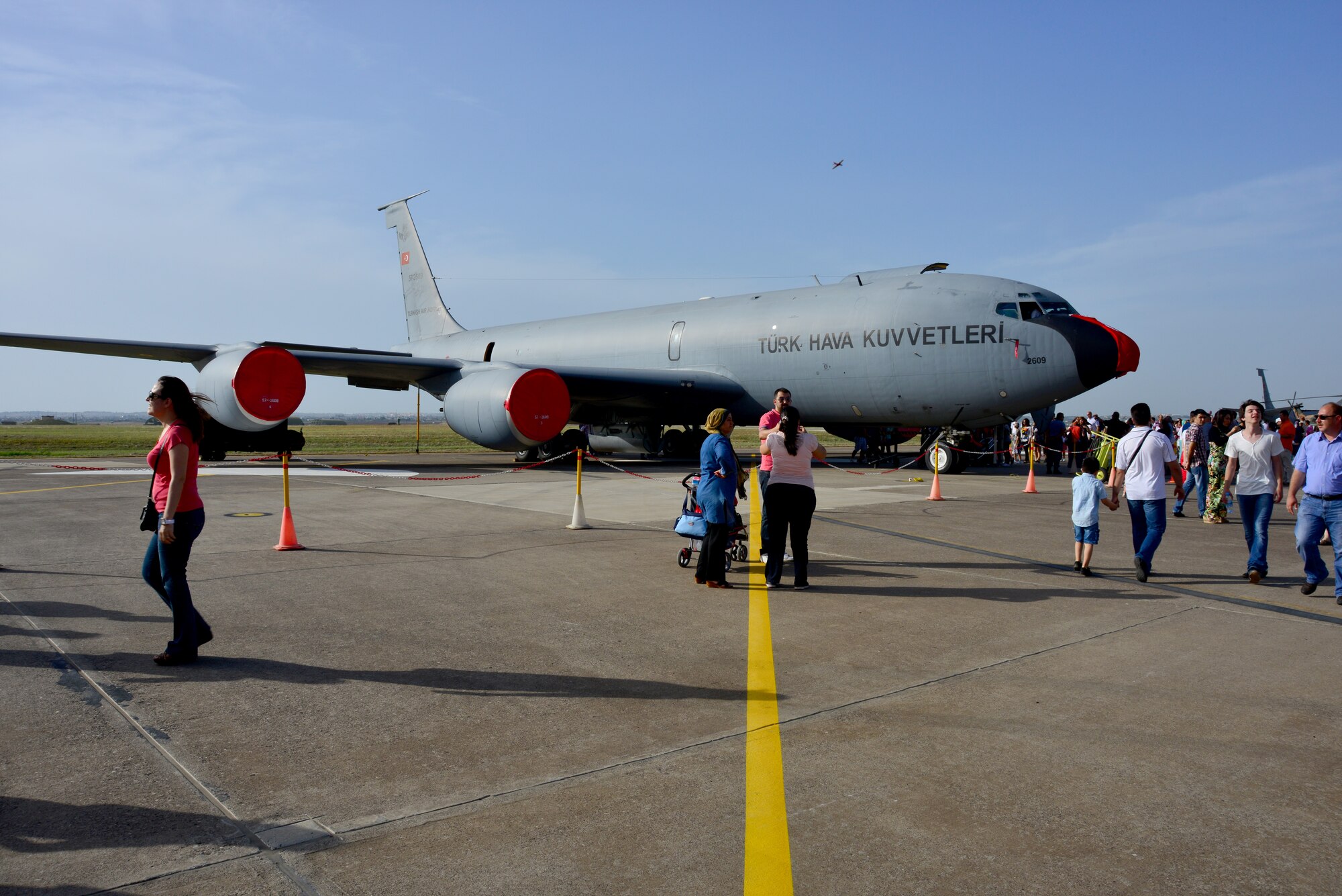 Incirlik members tour a Turkish KC-135 Stratotanker during the Turkish air force’s 102nd anniversary celebration June 9, 2013, at Incirlik Air Base Turkey. The TURAF invited all Incirlik members to the celebrations, which included static displays, a working dog demonstration and a musical performance from the Turkish Air Force Jazz Band. (U.S. Air Force photo by Staff Sgt. Eric Summers Jr./Released)