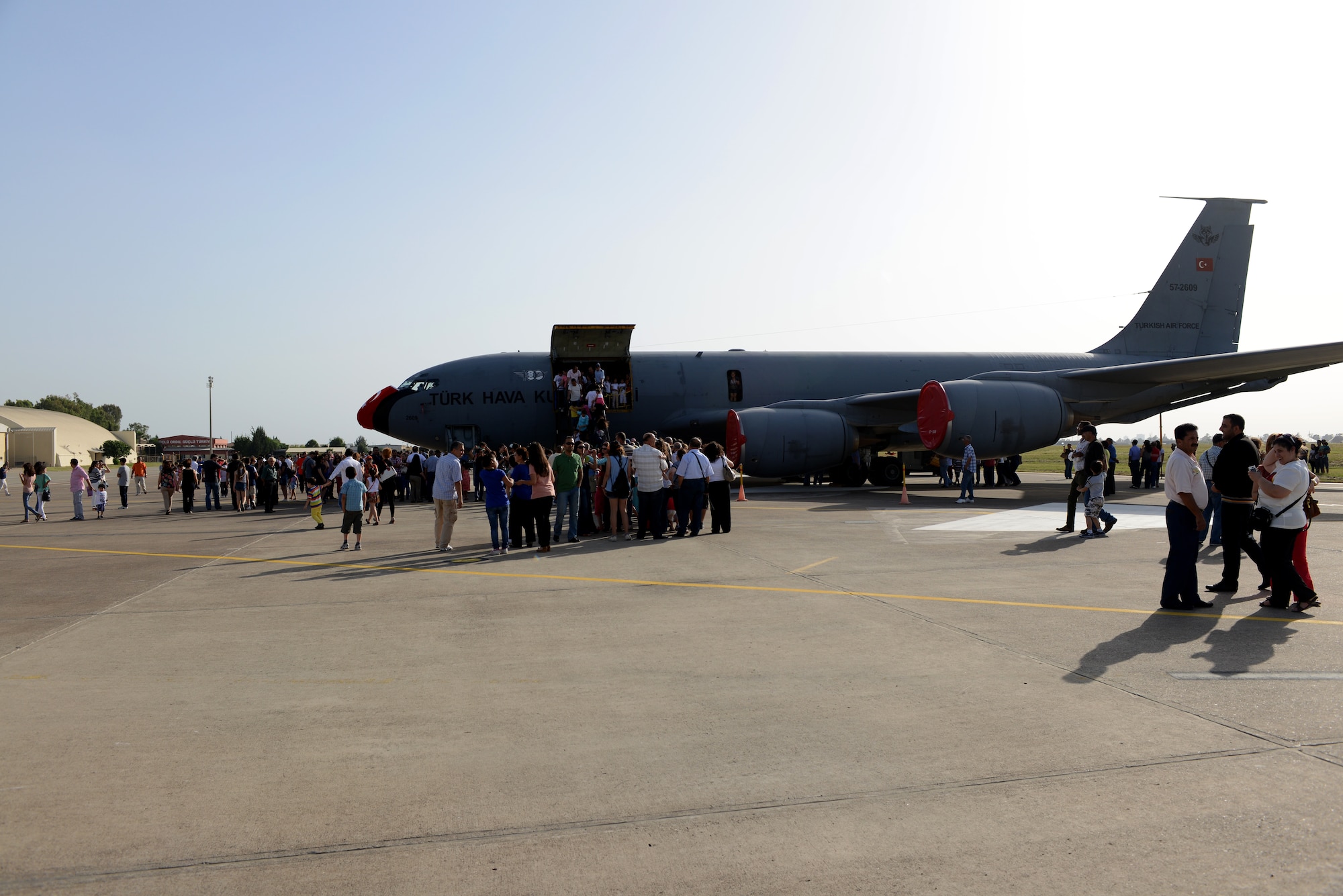 Incirlik members tour a Turkish KC-135 Stratotanker during the Turkish air force’s 102nd anniversary celebration June 9, 2013, at Incirlik Air Base Turkey. The TURAF celebrated the event with static displays and a jazz concert. (U.S. Air Force photo by Tech. Sgt. Dallas Edwards/Released) 