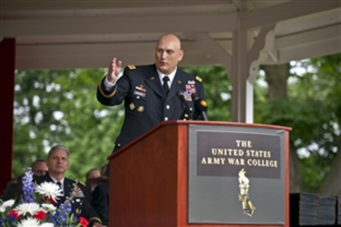 Army Chief of Staff Gen. Ray Odierno delivers remarks during the graduation ceremony at the Army War College in Carlisle Barracks, Pa., June 8, 2013. 