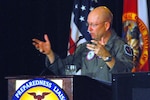 Gen. Gene Renuart, commander of U.S. Northern Command, speaks to attendees of the 2008 Joint Emergency Preparedness Liaison Officer Workshop on March 4, 2008, in Miami, Fla. More than 600 Emergency Preparedness Liaison Officers from the Army, Navy, Air Force, Marine Corps and Coast Guard attended the weeklong conference. Known as EPLOs, these officers become familiar with local and state response plans and advise states and regions on the capabilities of their services. 
