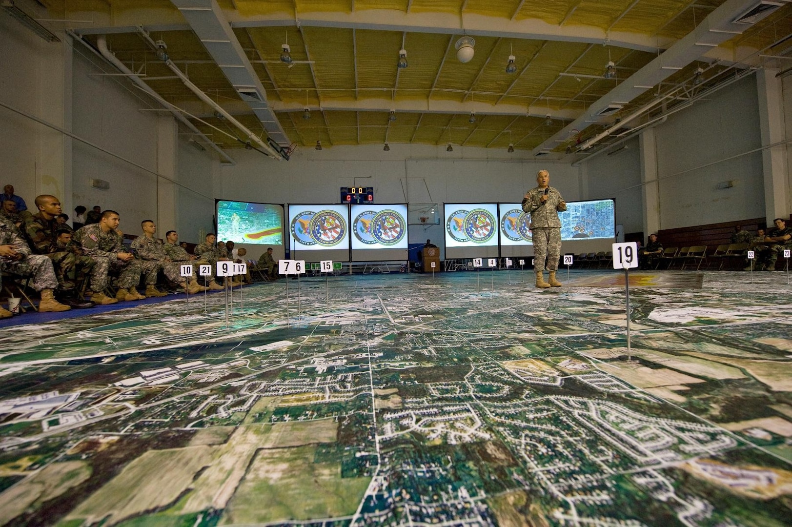Chief of Staff of the Army Gen. George W. Casey Jr. speaks during a chemical, biological, radiological, nuclear and high-yield explosive incidents consequence management response force exercise at Fort Stewart, Ga., Sept. 14, 2008. The exercise is designed to educate key leaders and staff on the response environment and to train them to work together as a joint team. 