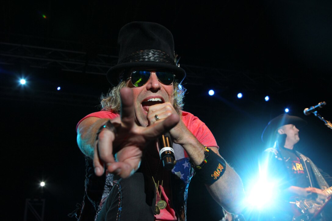 ountry music artists Big and Rich, and Cowboy Troy performed for the Combat Center at Lance Cpl. Torrey L. Gray Field May 18. The concert was a part of the ‘We Salute You’ celebration. 
