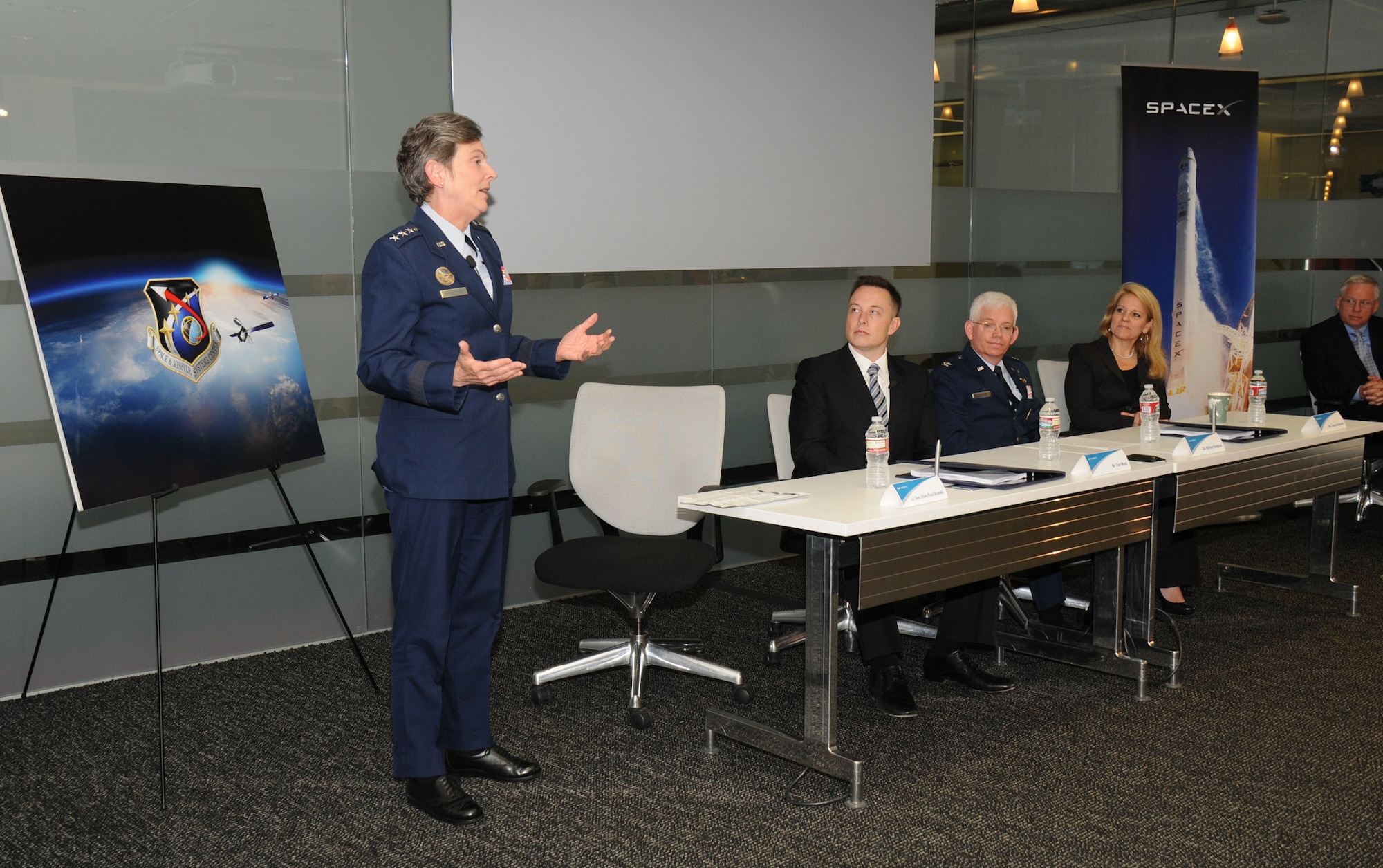 Lieutenant General Ellen Pawlikowski, SMC commander, speaks at the Cooperative Research and Development Agreement signing ceremony, June 7. (Photo by Joe Juarez)