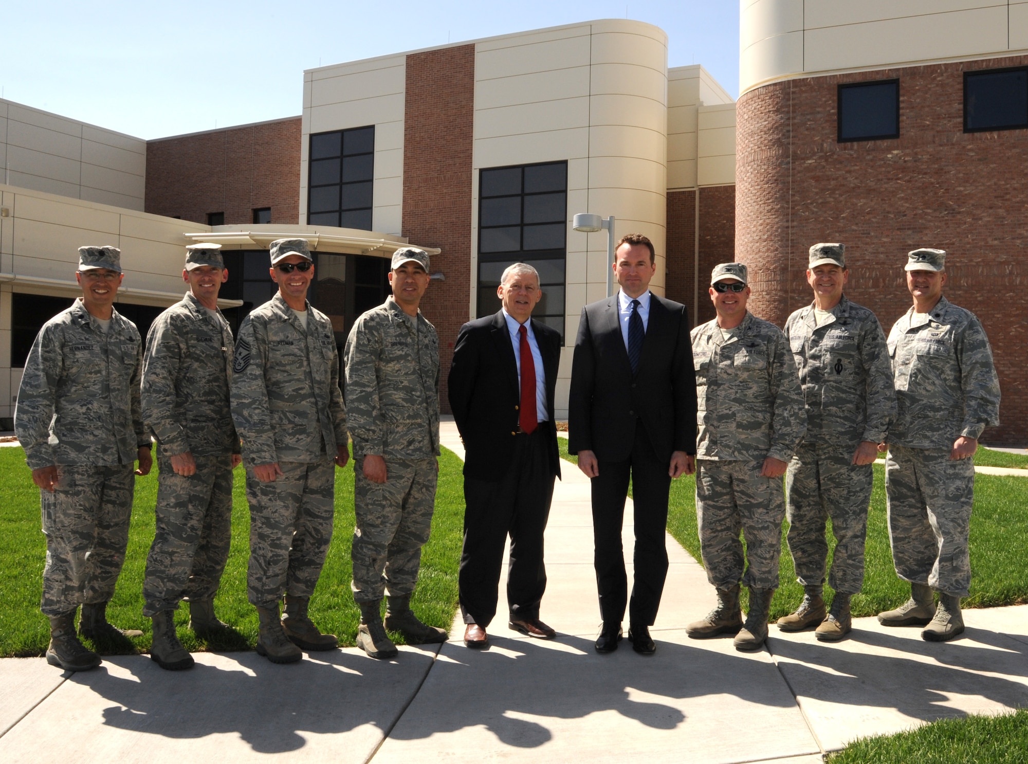 PETERSON AIR FORCE BASE, Colo. – Under Secretary of the Air Force Eric Fanning (middle right) and Richard McKinney (middle left), deputy under secretary of the Air Force for space, meet with 21st Space Wing leadership during a visit to the 76th Space Control Squadron here. Fanning, who was sworn into office April 29, visited the base June 3 as part of a two-day orientation to Air Force Space Command. In addition to Peterson, Fanning visited Buckley and Schriever, where he met with Airmen and got an overview of the military operations in Colorado. (U.S. Air Force photo/Staff Sgt. J. Aaron Breeden)