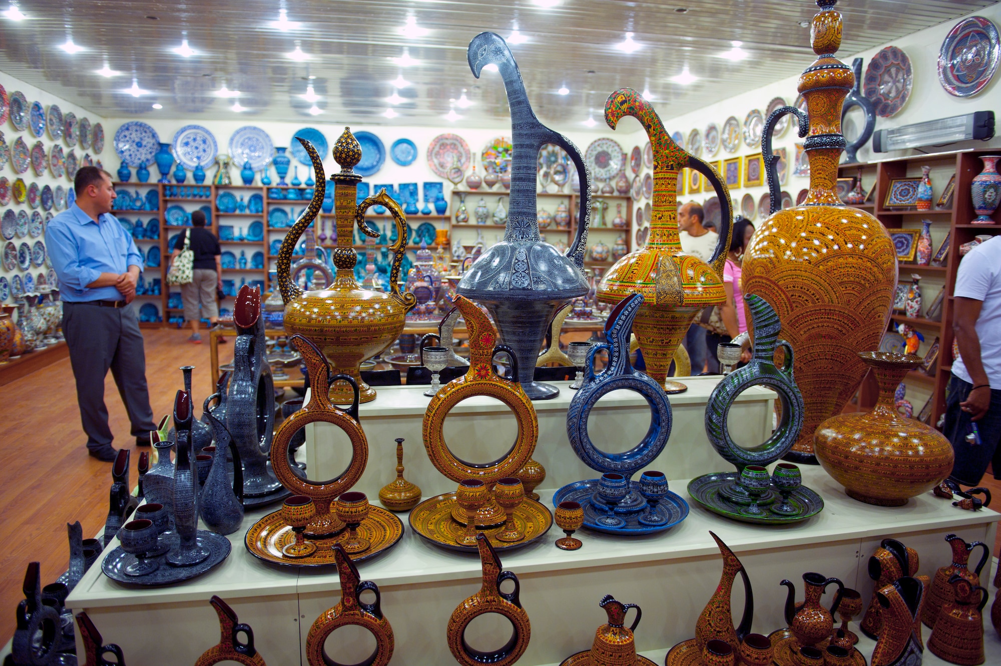 Pottery is on display in a ceramics shop May 5, 2013, at Avanos, Turkey. Much of the pottery created in Avanos ceramics shops reflects the ancient tradition of the region. (U.S. Air Force photo by Senior Airman Daniel Phelps/Released)